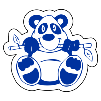 Funny Panda Eating Bamboo Sticker (Blue)